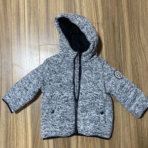 DKNY Toddler Girls 12M Gray Space Dye Quilted Jacket Hooded Coat Outerwear